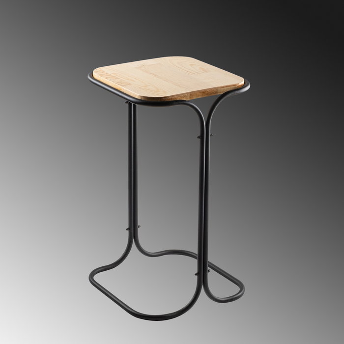 Hanah Home SHB-001-A Mesa de Centro de Madera y Metal, Negro y Natural, 30x52x30 cm
